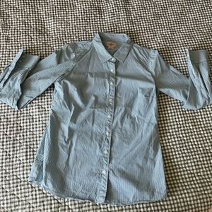 Women’s J. Crew Green and White Striped Shirt